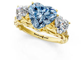 Yellow gold Three-Stone Fancy Blue Heart Cut Diamond Braided Band Ring with Four-Prong Setting_41
