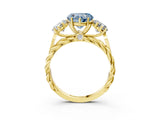 Yellow gold Three-Stone Fancy Blue Heart Cut Diamond Braided Band Ring with Four-Prong Setting_43