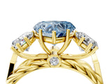 Yellow gold Three-Stone Fancy Blue Heart Cut Diamond Braided Band Ring with Four-Prong Setting_44