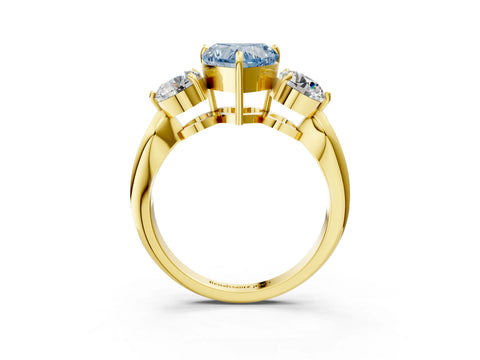 Yellow gold Three-Stone Fancy Blue Heart Cut Diamond Channel Set Engagement Ring with Prong Setting_15