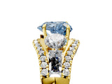 Yellow gold Three-Stone Fancy Blue Heart Cut Diamond Engagement Ring with Pave Band and Prong Setting_5