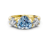 Yellow gold Three-Stone Fancy Blue Heart Cut Diamond Engagement Ring with Prong Setting_3