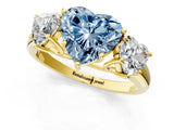 Yellow gold Three-Stone Fancy Blue Heart Cut Diamond Engagement Ring with Prong Setting_4