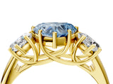 Yellow gold Three-Stone Fancy Blue Heart Cut Diamond Engagement Ring with Prong Setting_7