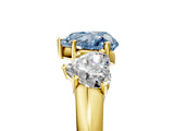 Yellow gold Three-Stone Fancy Blue Heart Cut Diamond Engagement Ring with Prong Setting_8