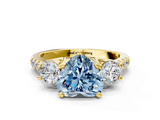 Yellow gold Three-Stone Fancy Blue Heart  Cut Diamond Pavé Band with Four-Prong Setting_28
