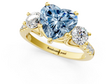 Yellow gold Three-Stone Fancy Blue Heart  Cut Diamond Pavé Band with Four-Prong Setting_29