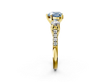 Yellow gold Three-Stone Fancy Blue Heart  Cut Diamond Pavé Band with Four-Prong Setting_30