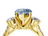 Yellow gold Three-Stone Fancy Blue Heart  Cut Diamond Pavé Band with Four-Prong Setting_32