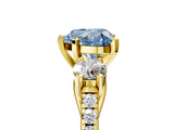 Yellow gold Three-Stone Fancy Blue Heart  Cut Diamond Pavé Band with Four-Prong Setting_33
