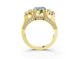Yellow gold Three-Stone Fancy Blue Heart  Cut Diamond Ring with Channel-Set Band and Four-Prong Setting_54