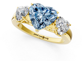 Yellow gold Three-Stone Fancy Blue Heart  Cut Diamond Ring with Channel-Set Band and Four-Prong Setting_62