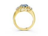Yellow gold Three-Stone Fancy Blue Heart  Cut Diamond Ring with Channel-Set Band and Four-Prong Setting_64