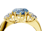 Yellow gold Three-Stone Fancy Blue Heart  Cut Diamond Ring with Channel-Set Band and Four-Prong Setting_65