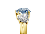 Yellow gold Three-Stone Fancy Blue Heart  Cut Diamond Ring with Channel-Set Band and Four-Prong Setting_66