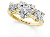 Yellow gold Three-Stone Fancy Blue Heart Cut Diamond Ring with Pavé Band and Prong Setting_73