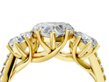 Yellow gold Three-Stone Fancy Blue Heart Cut Diamond Ring with Pavé Band and Prong Setting_76