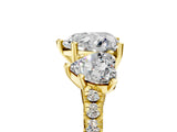 Yellow gold Three-Stone Fancy Blue Heart Cut Diamond Ring with Pavé Band and Prong Setting_77
