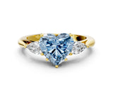 Yellow gold Three-Stone Fancy Blue Heart Cut Diamond Ring with Pear  Side Stones in Four-Prong Setting_36