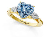 Yellow gold Three-Stone Fancy Blue Heart Cut Diamond Ring with Pear  Side Stones in Four-Prong Setting_37