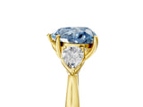 Yellow gold Three-Stone Fancy Blue Heart Cut Diamond Ring with Pear  Side Stones in Four-Prong Setting_41