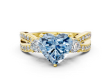 Yellow gold Three-Stone Fancy Blue Heart  Cut Diamond Twist Band with Prong Setting_40