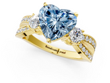 Yellow gold Three-Stone Fancy Blue Heart  Cut Diamond Twist Band with Prong Setting_41