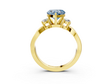 Yellow gold Three-Stone Fancy Blue Heart  Cut Diamond Twist Band with Prong Setting_43