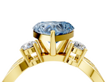 Yellow gold Three-Stone Fancy Blue Heart  Cut Diamond Twist Band with Prong Setting_44