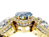 Yellow gold Three-Stone Fancy Blue Heart Cut Halo Diamond Milgrain Band with Four-Prong Setting_4