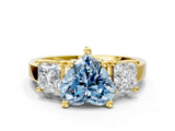 Yellow gold Three-Stone Fancy Blue Heart  Cut Solitaire Ring with Prong Setting_3