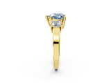Yellow gold Three-Stone Fancy Blue Heart  Cut Solitaire Ring with Prong Setting_5