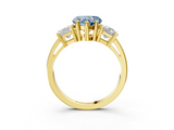 Yellow gold Three-Stone Fancy Blue Heart  Cut Solitaire Ring with Prong Setting_6