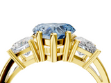 Yellow gold Three-Stone Fancy Blue Heart  Cut Solitaire Ring with Prong Setting_7
