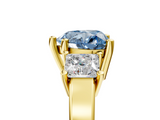 Yellow gold Three-Stone Fancy Blue Heart  Cut Solitaire Ring with Prong Setting_8