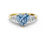 Yellow gold Three-Stone Fancy Blue Heart  Diamond Ring with Pear Side Stones in Four-Prong Setting_60