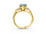 Yellow gold Three-Stone Fancy Blue Heart  Diamond Ring with Pear Side Stones in Four-Prong Setting_63