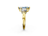 Yellow gold Three-Stone Fancy Blue Marquise  Brilliant Cut Solitaire Ring with Prong Setting on a Classic Band 3