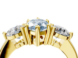 Yellow gold Three-Stone Fancy Blue Marquise  Brilliant Cut Solitaire Ring with Prong Setting on a Classic Band 5