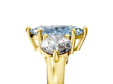 Yellow gold Three-Stone Fancy Blue Marquise  Brilliant Cut Solitaire Ring with Prong Setting on a Classic Band