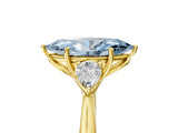 Yellow gold Three-Stone Fancy Blue Marquise Cut Brilliant Diamond Solitaire Ring with Tapered Band and Four-Prong Setting_11