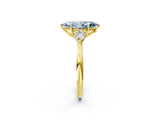 Yellow gold Three-Stone Fancy Blue Marquise Cut Brilliant Diamond Solitaire Ring with Tapered Band and Four-Prong Setting_8