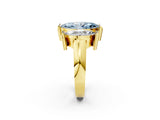 Yellow gold Three Stone Fancy Blue Marquise Cut Cut Channel Set Diamond Ring_2