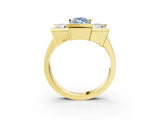 Yellow gold Three Stone Fancy Blue Marquise Cut Cut Channel Set Diamond Ring_3