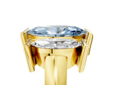Yellow gold Three Stone Fancy Blue Marquise Cut Cut Channel Set Diamond Ring_5