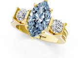 Yellow gold Three-Stone Fancy Blue Marquise Cut Cut Classic Band Prong Setting Ring_1