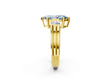 Yellow gold Three-Stone Fancy Blue Marquise Cut Cut Classic Band Prong Setting Ring_2