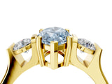 Yellow gold Three-Stone Fancy Blue Marquise Cut Cut Classic Band Prong Setting Ring_4