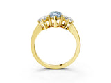 Yellow gold Three-Stone Fancy Blue Marquise Cut Cut Diamond Engagement Ring with Flat Band and Four-Prong Setting_15