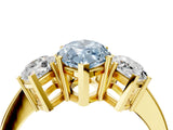Yellow gold Three-Stone Fancy Blue Marquise Cut Cut Diamond Engagement Ring with Flat Band and Four-Prong Setting_16